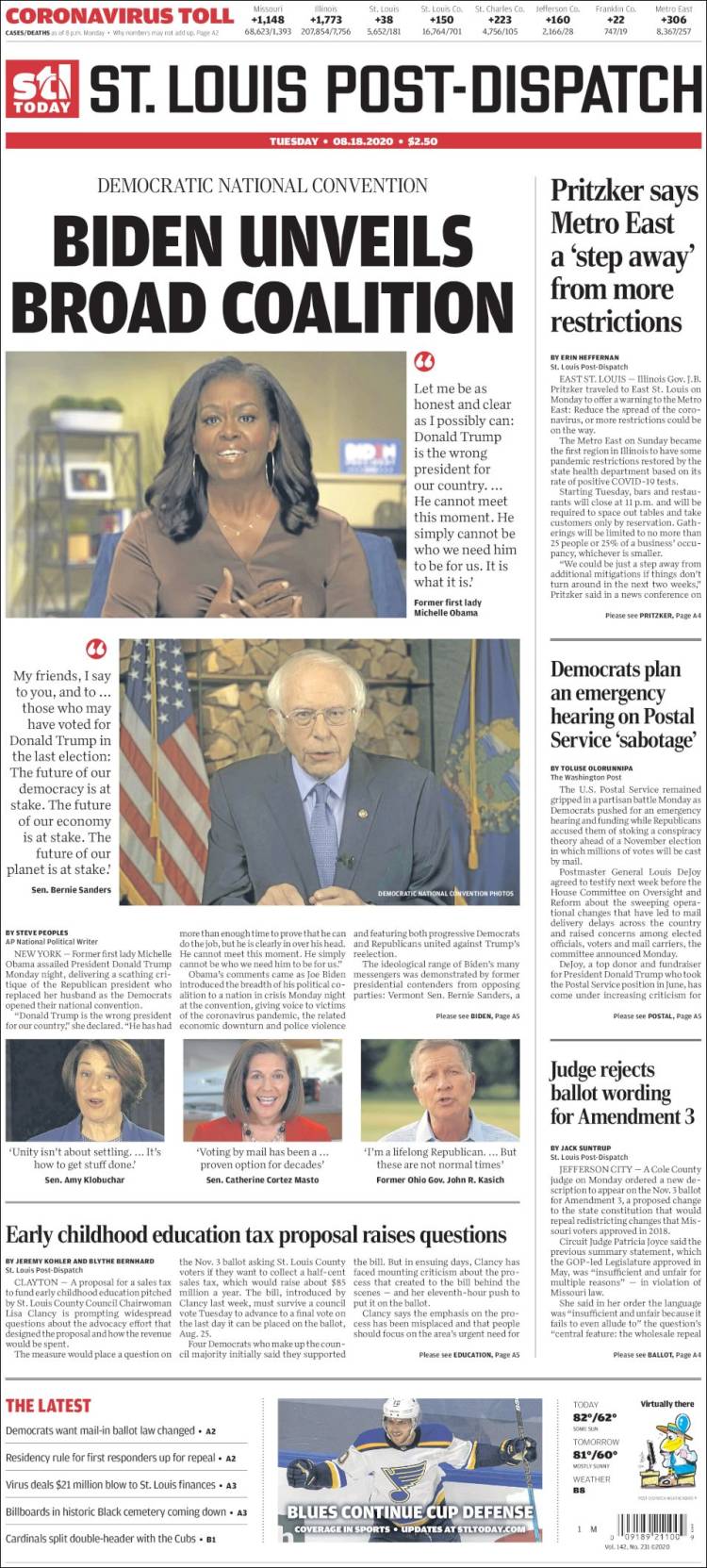 Portada de St. Louis Post-Dispatch (USA)