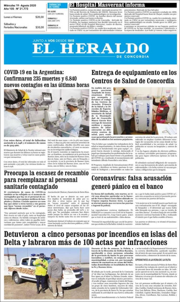 Portada de El Heraldo de Concordia (Argentina)