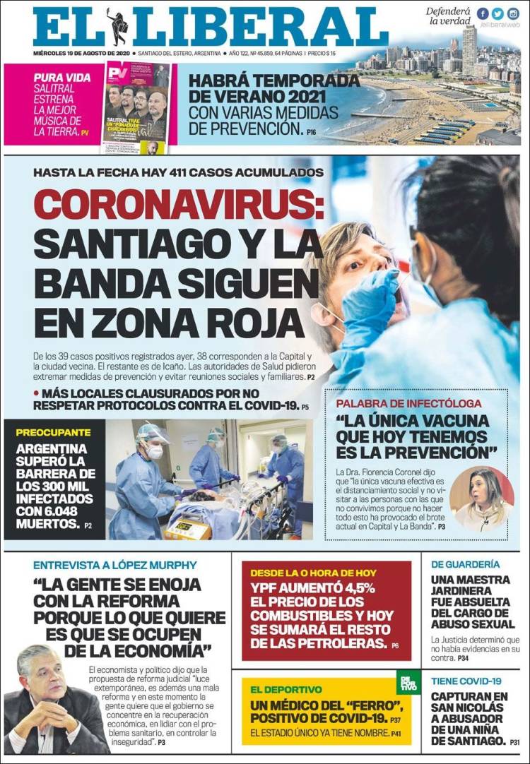 Portada de Diario El Liberal (Argentina)