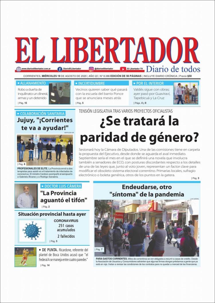 Portada de Diario El Libertador (Argentina)