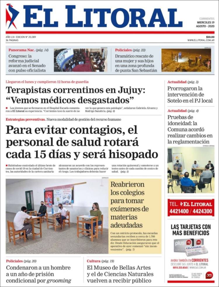 Portada de El Litoral Corrientes (Argentina)