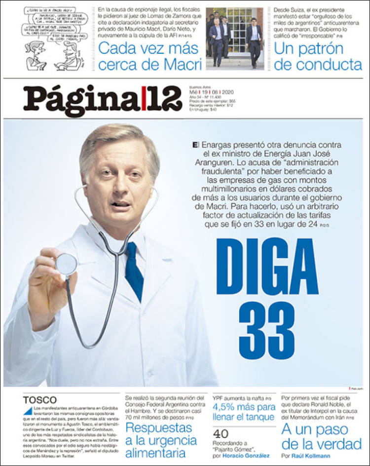 Portada de Página/12 (Argentina)