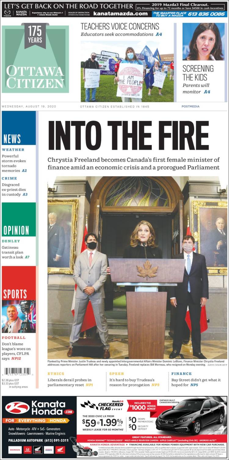 Portada de Ottawa Citizen (Canadá)