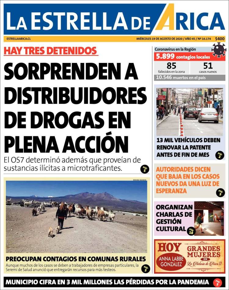 Portada de La Estrella de Arica (Chile)