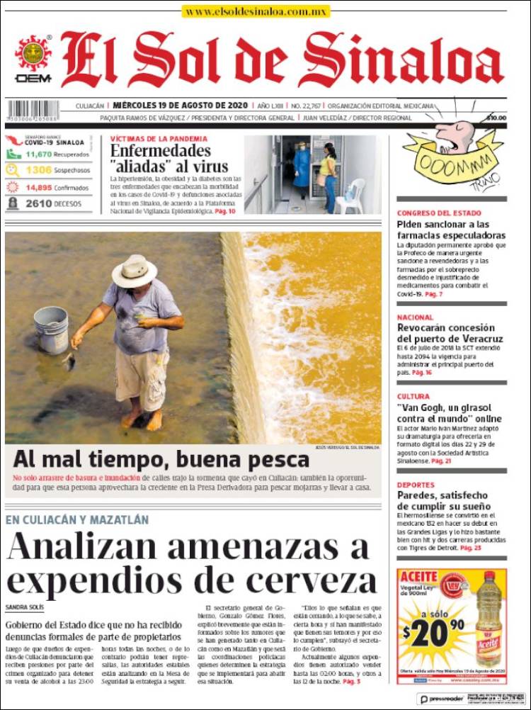 Portada de El Sol de Sinaloa (México)