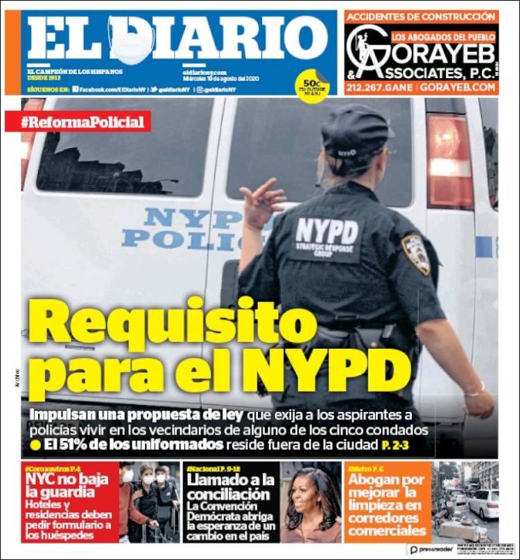 Portada de El Diario NY (USA)