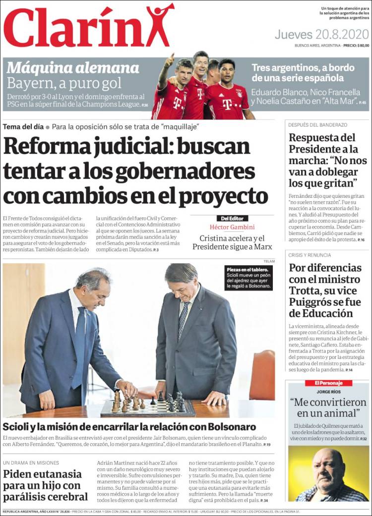 Portada de Clarín (Argentina)