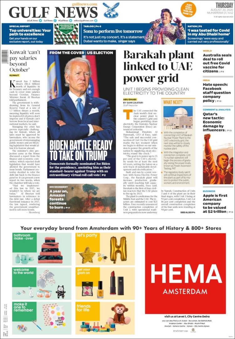 Portada de Gulf News (Asia-Pacific)