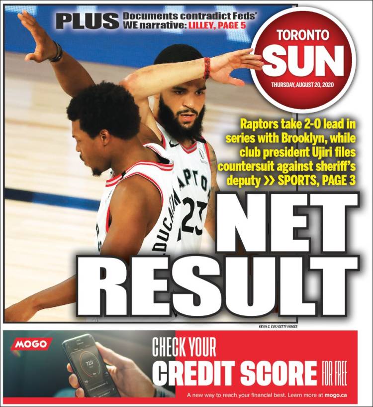 Portada de The Toronto Sun (Canada)