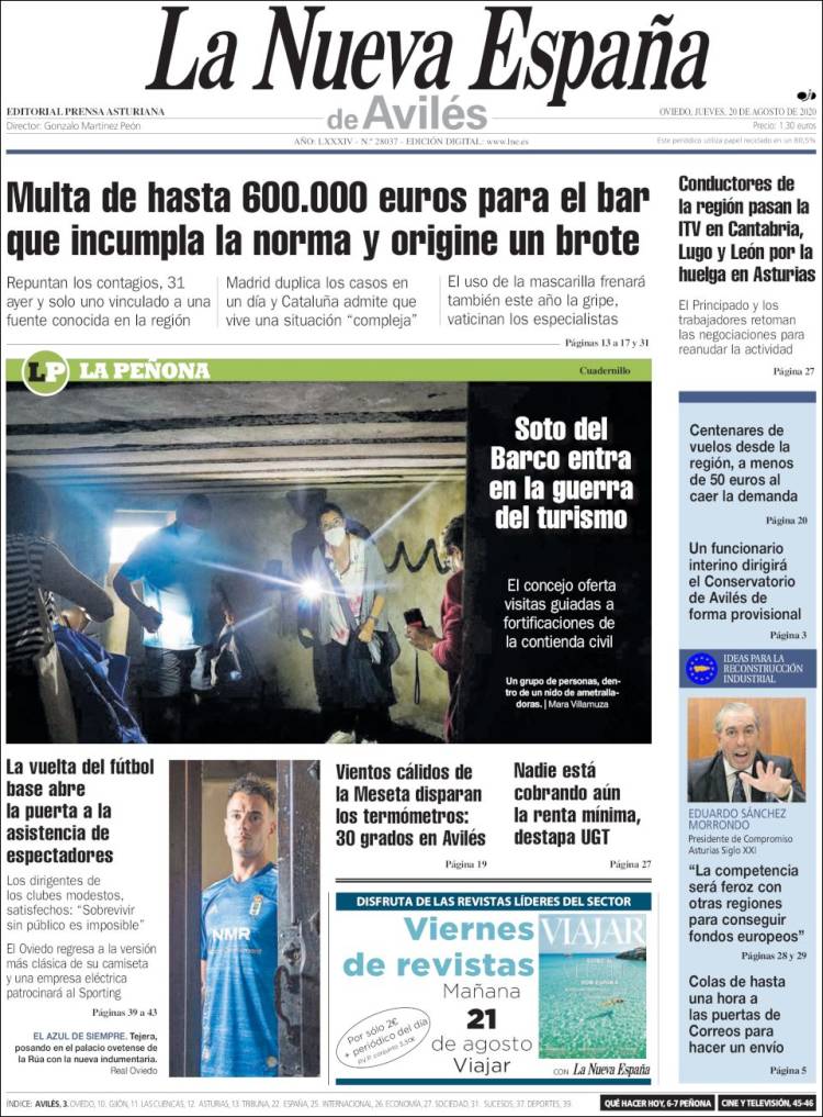 Portada de La Nueva España - Avilés (España)