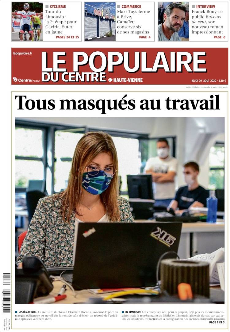 Portada de Le Populaire du Centre (Francia)