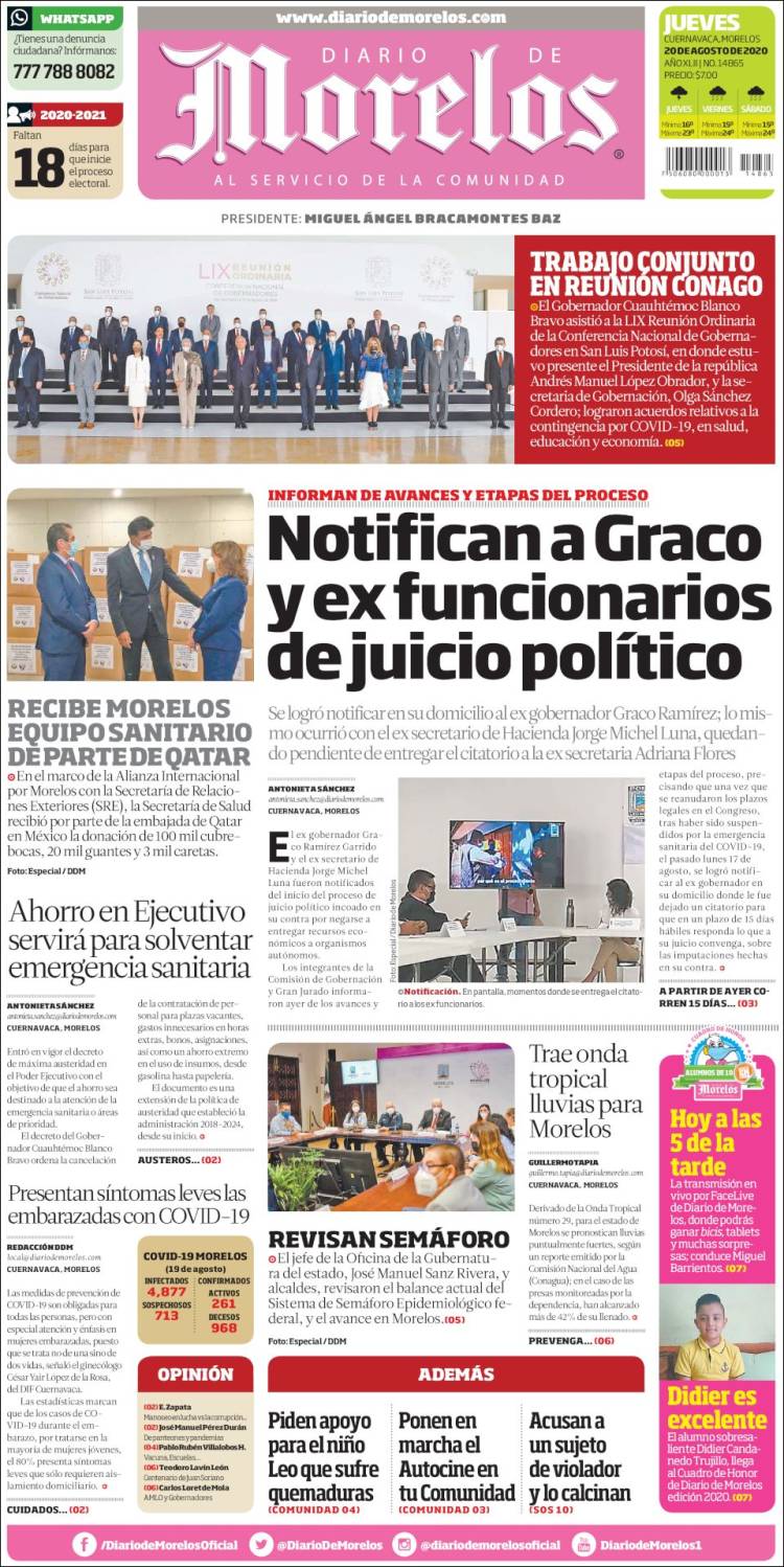 Portada de Diario de Morelos (Mexico)