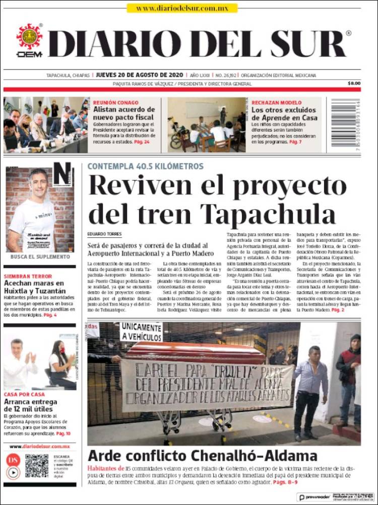 Portada de El Diario del Sur (Mexico)