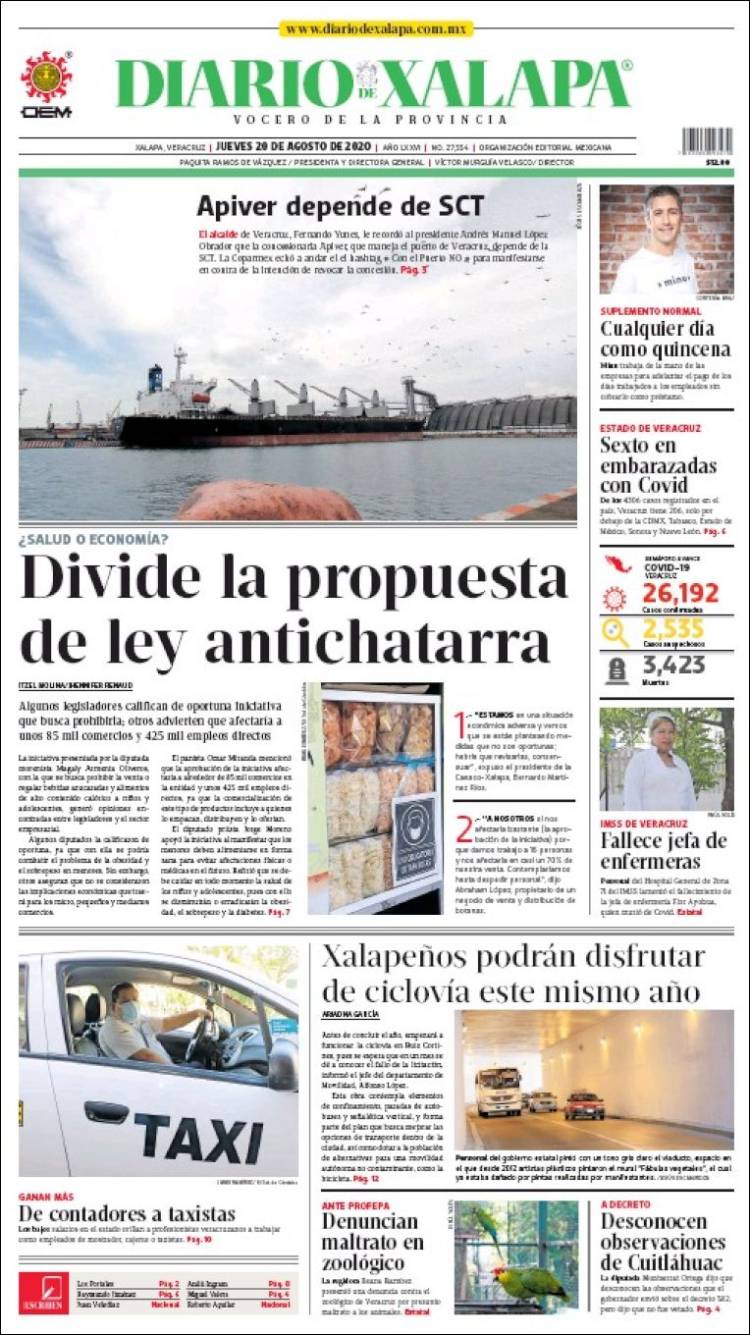 Portada de Diario de Xalapa (Mexico)