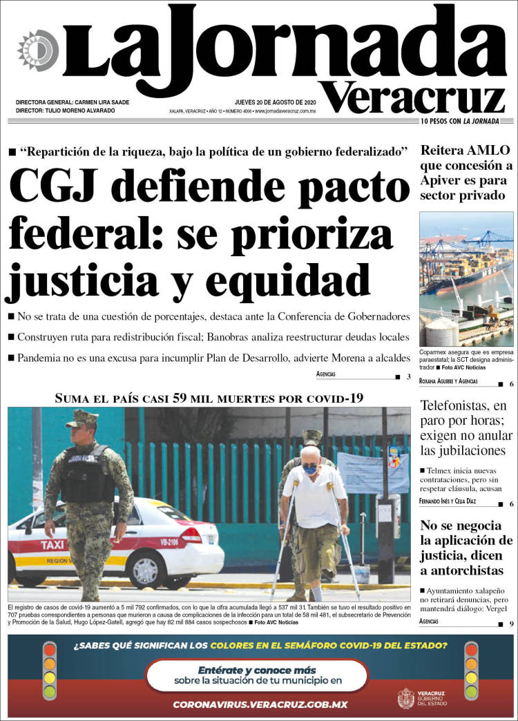 Portada de La Jornada Veracruz (Mexico)