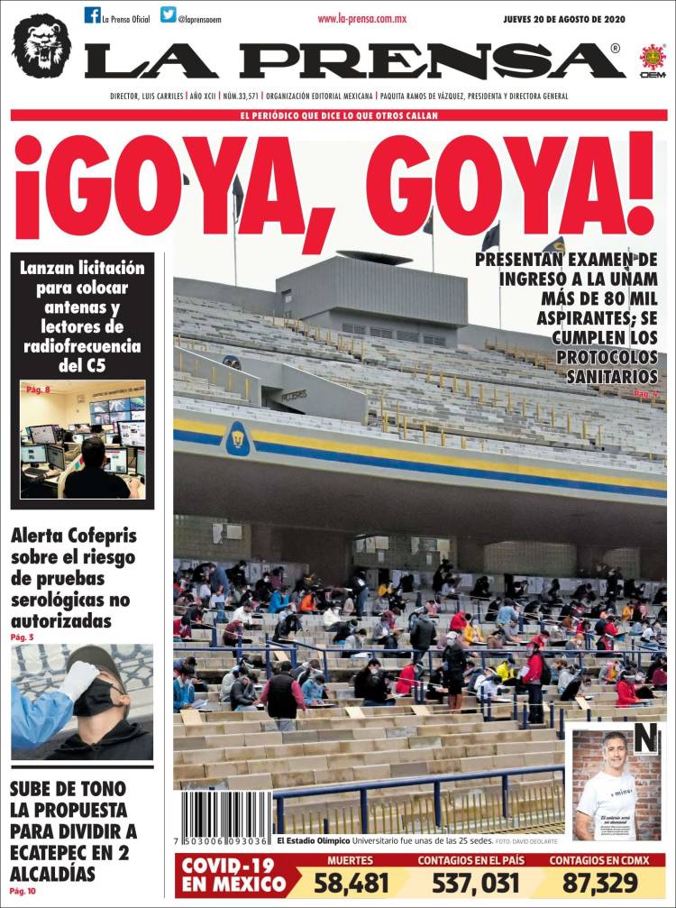 Portada de La Prensa (Mexico)