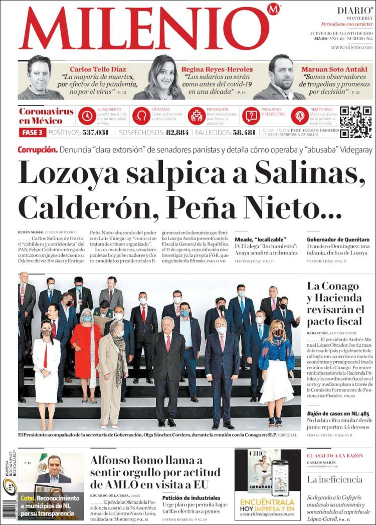 Portada de Milenio de Monterrey (Mexico)