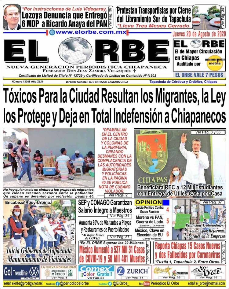 Portada de El Orbe (Mexico)