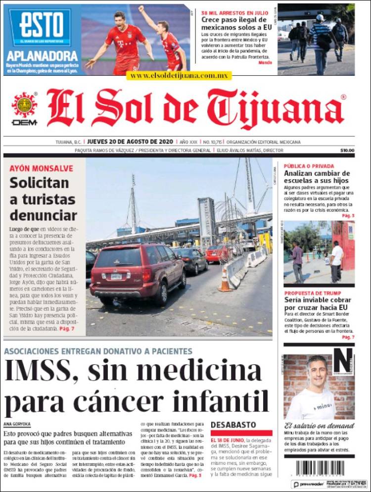 Portada de El Sol de Tijuana (Mexico)