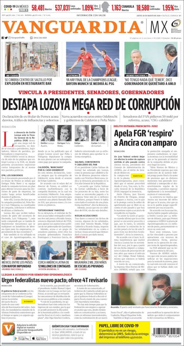 Portada de Vanguardia (Mexico)