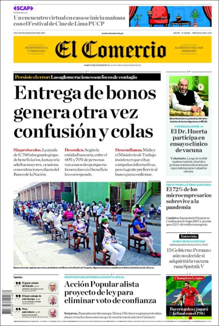 Portada de El Comercio (Perú)