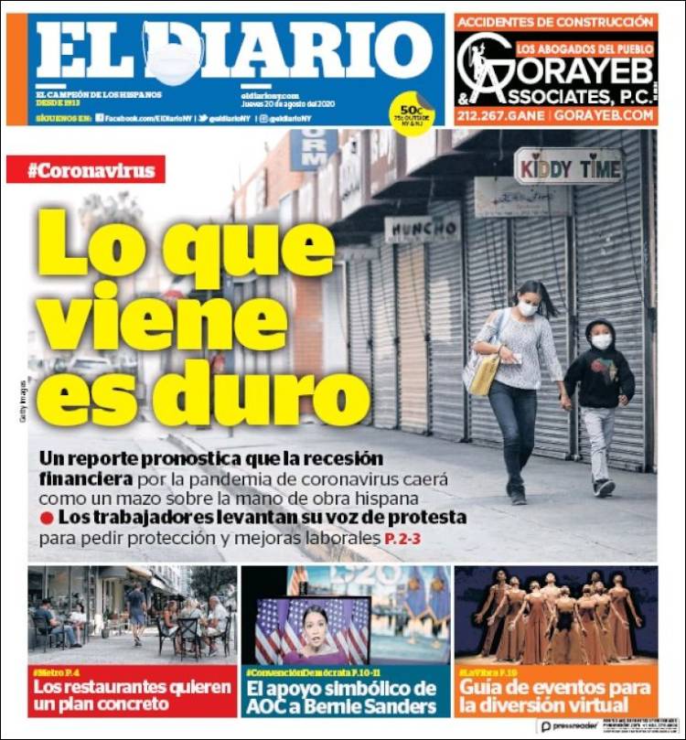 Portada de El Diario NY (USA)