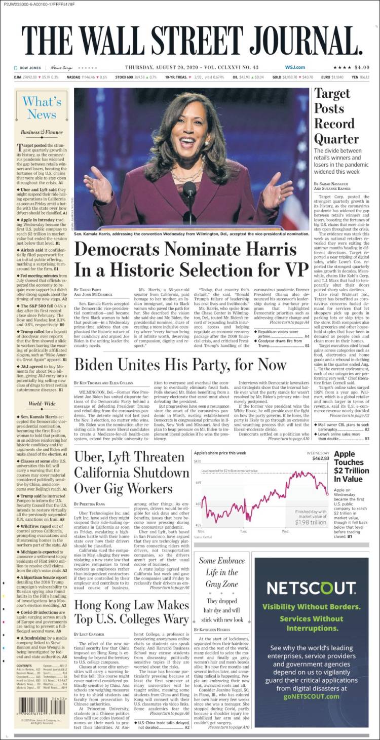 Portada de Wall Street Journal (USA)