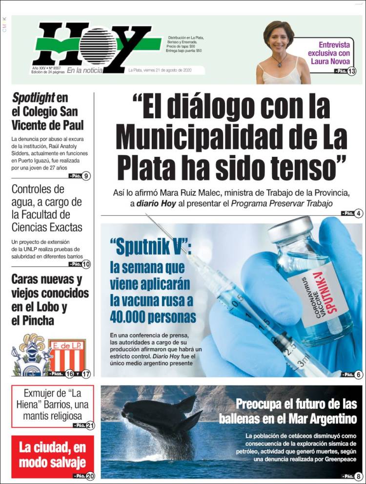 Portada de Diario Hoy (Argentina)