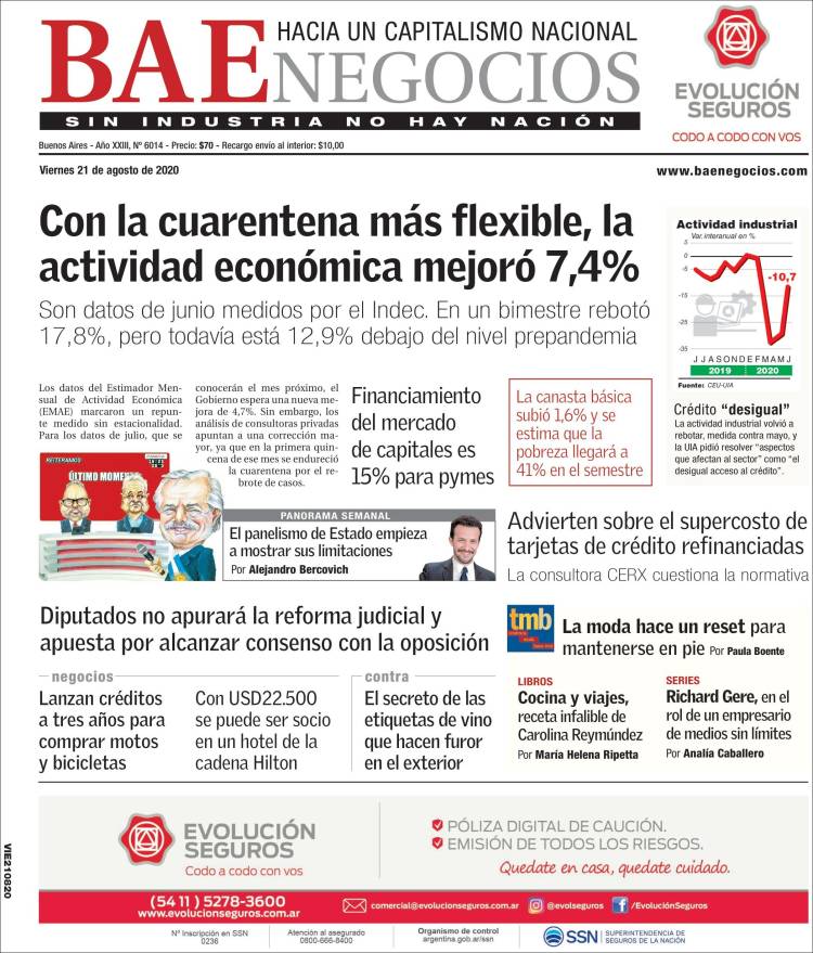 Portada de Buenos Aires Económico (Argentina)