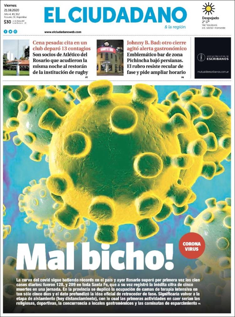 Portada de Diario El Ciudadano (Argentina)