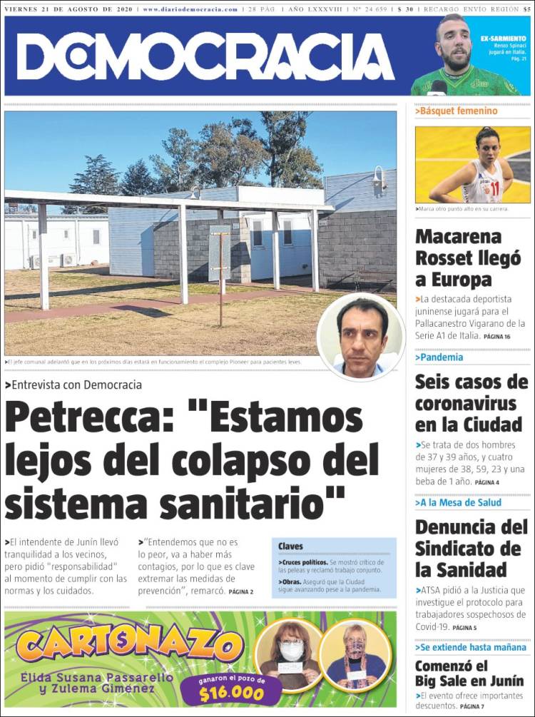 Portada de Diario Democracia (Argentina)