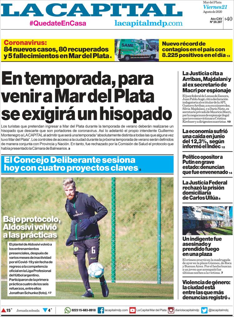 Portada de Diario La Capital - Mar del Plata (Argentina)