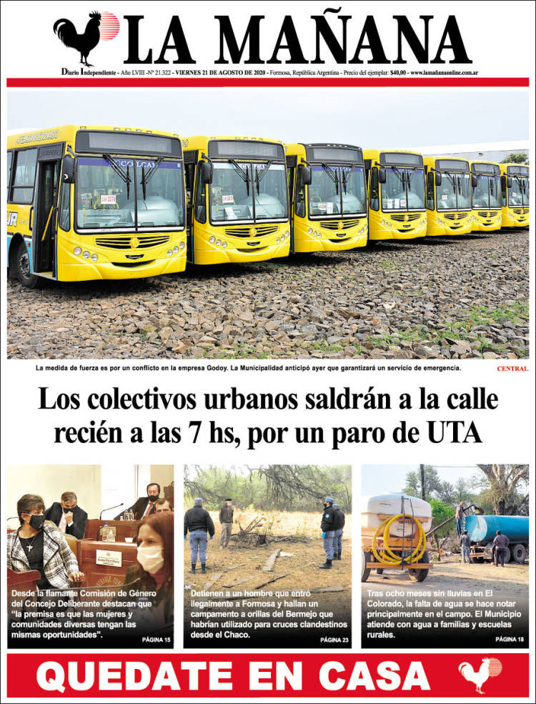 Portada de Diario La Mañana (Argentina)