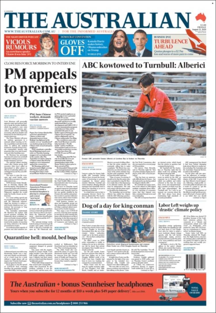 Portada de The Australian (Australia)