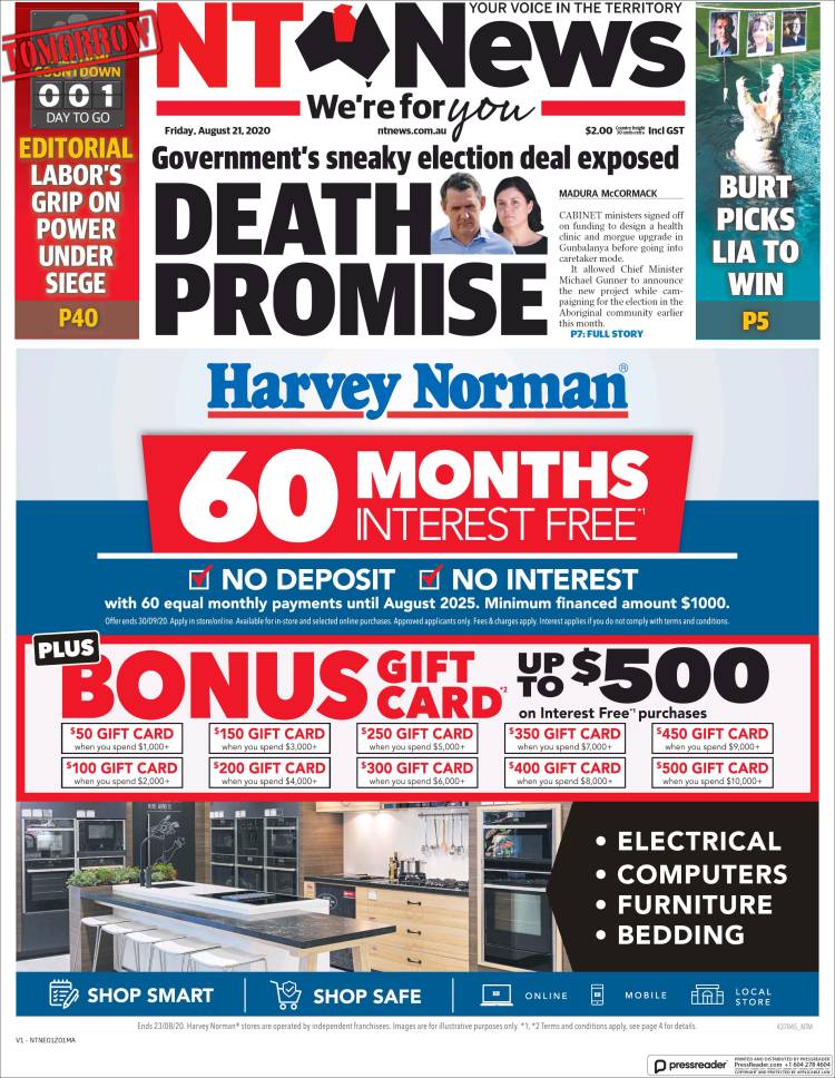 Portada de Northern Territory News (Australia)