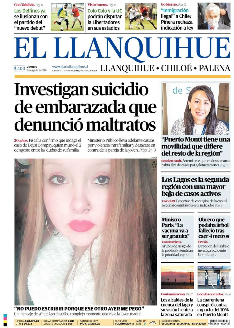 Portada de El Llanquihue (Chile)