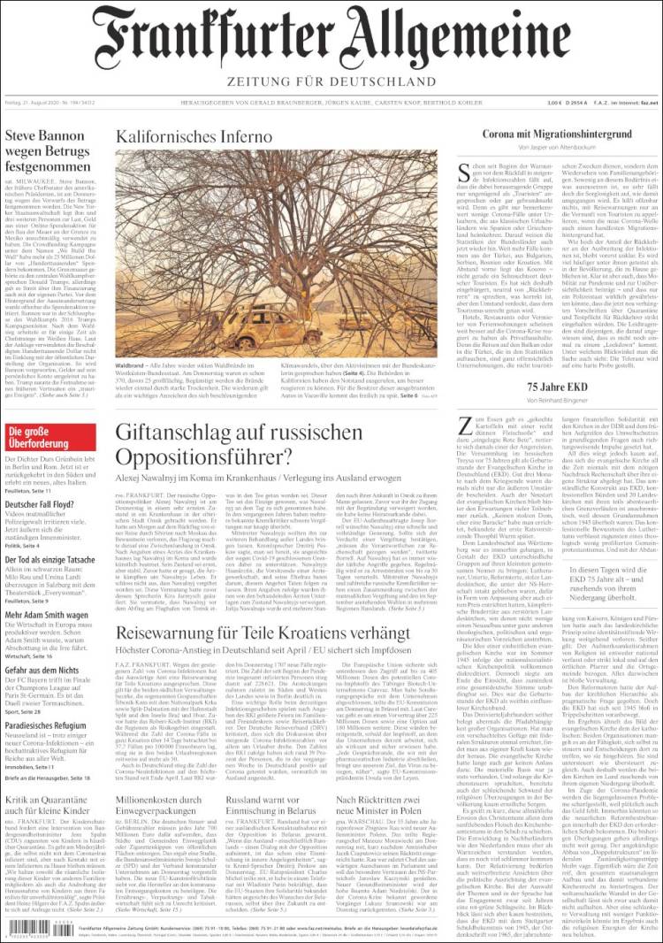 Portada de Frankfurter Allgemeine (Alemania)