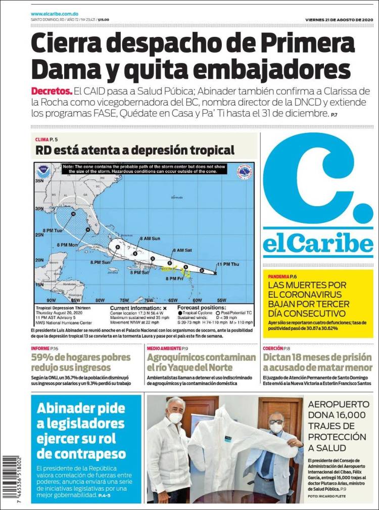 Portada de El Caribe (R. Dominicana)