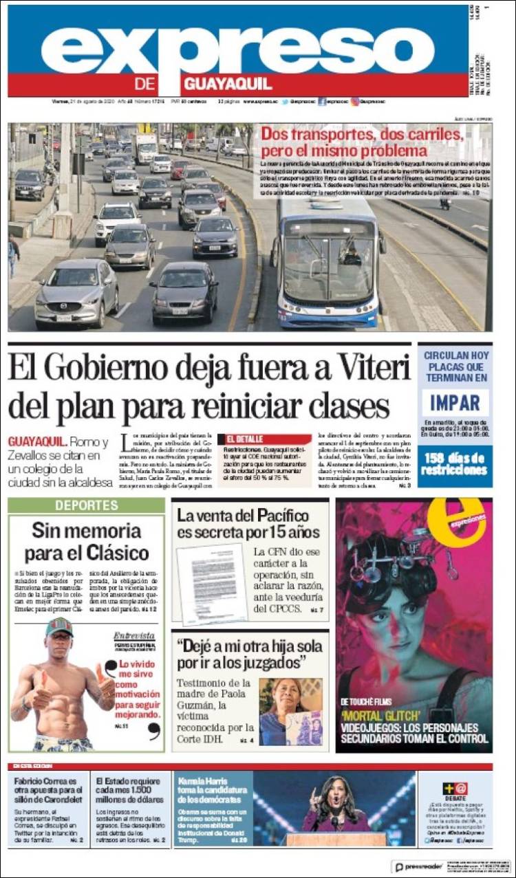 Portada de Expreso (Ecuador)