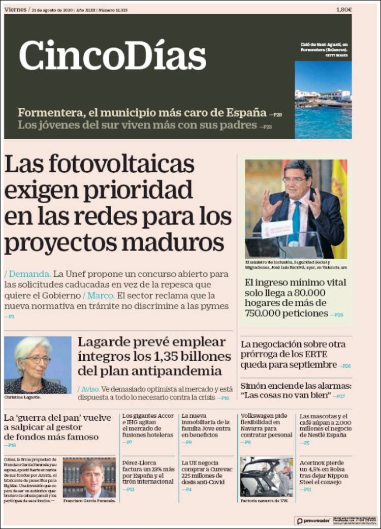Portada de Cinco Días (Espa&ntilde;a)