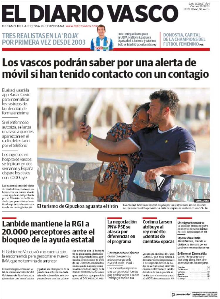 Portada de Diario Vasco (Espa&ntilde;a)