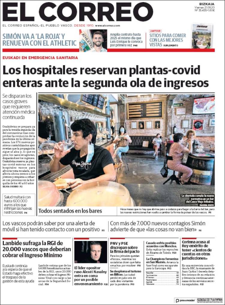 Portada de El Correo (España)