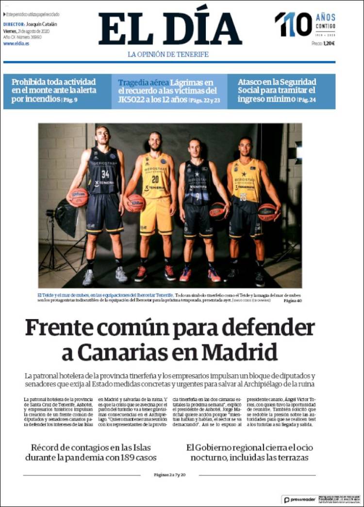 Portada de El Día (Espa&ntilde;a)