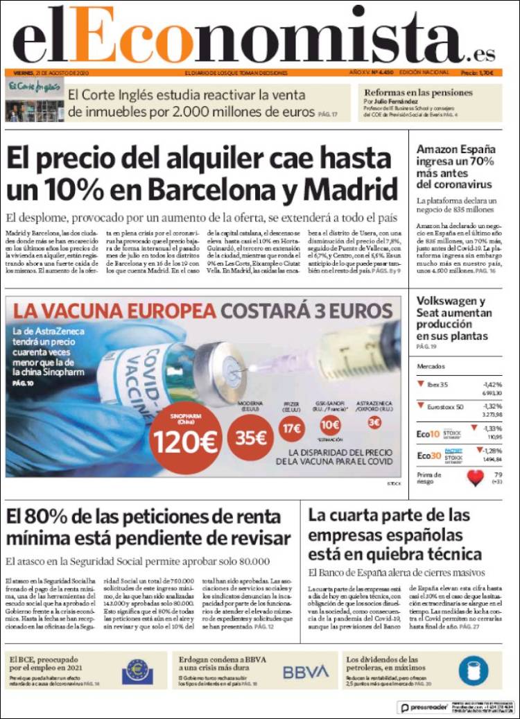 Portada de El Economista (Espa&ntilde;a)