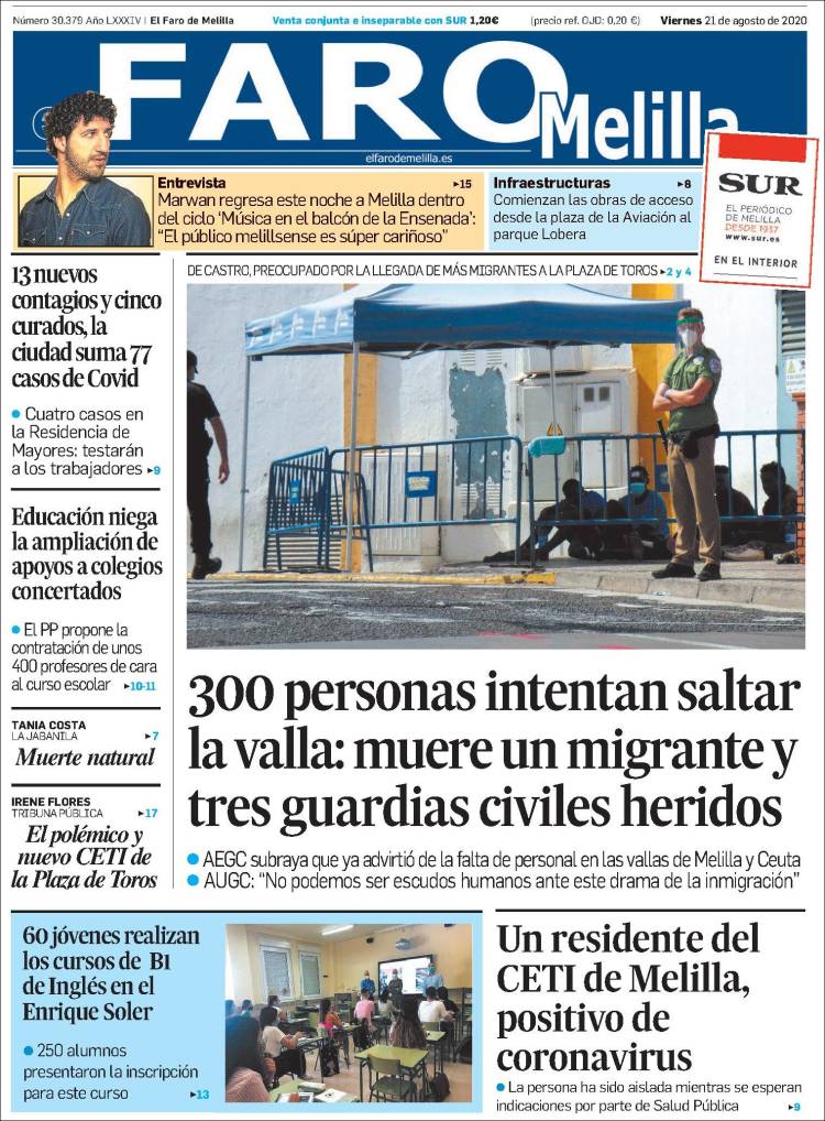 Portada de El Faro de Melilla (Espa&ntilde;a)