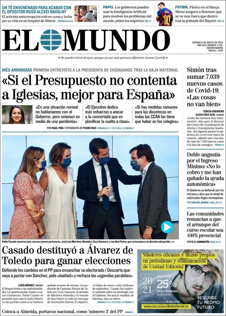 Portada de El Mundo (Espa&ntilde;a)