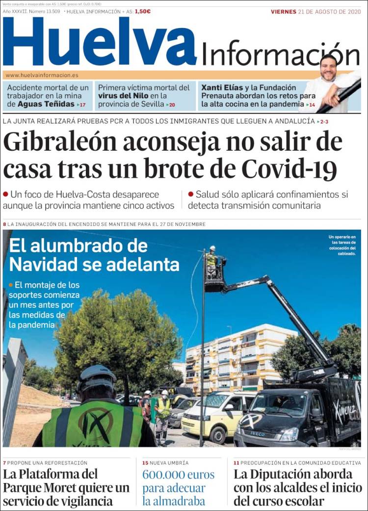 Portada de Huelva Información (Espa&ntilde;a)