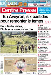 Portada de Centre Presse (Francia)