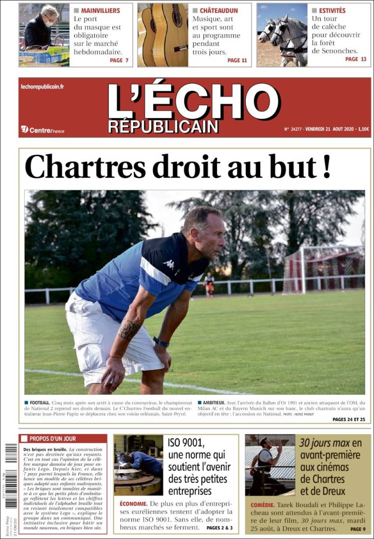 Portada de L'Echo Républicain (Francia)