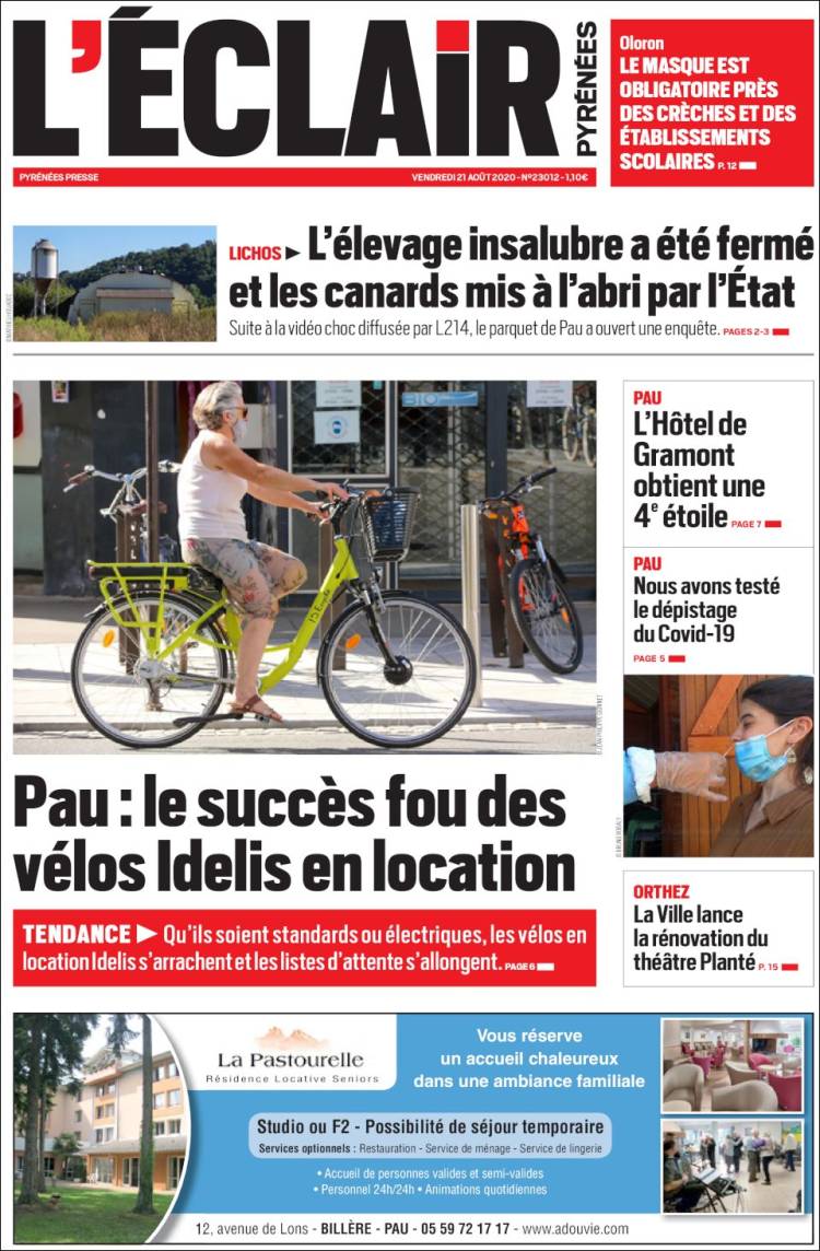 Portada de L'Eclair des Pyrénées (Francia)